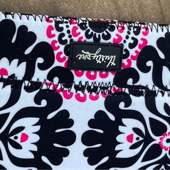 31 Thirty One Bags Scuba Tote Tablet Ipad Kindle Nook Case Black White Pink - Picture 3 of 3